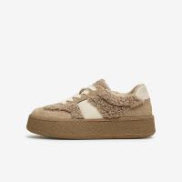 百思图冬真皮户外运动休闲厚底增高德训鞋女板鞋