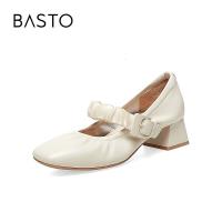 百思图商场羊皮玛丽珍鞋小皮鞋女晚晚鞋单鞋