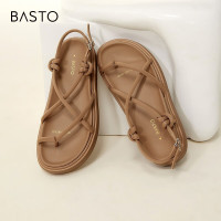 百思图复古罗马凉厚底女凉鞋