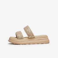 百思图夏季商场闪钻休闲松糕厚底增高外穿女拖鞋