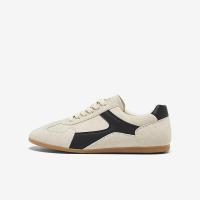 百思图春复古拼接运动德训鞋真皮平底女休闲单鞋