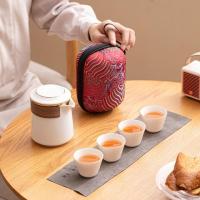 苏氏陶瓷 J1034 羊脂玉瓷手抓壶快客杯(手抓壶*1品茗杯*4收纳包*1) 6件套 (单位:套)