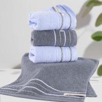洁丽雅(Grace)新疆棉防螨毛巾长绒棉7A级毛巾2条装 深灰+兰色 70*34cm