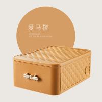 全格QUANGE折叠多夹晒架无痕加宽塑料衣架晾衣架子皮纹抽屉收纳盒橙色