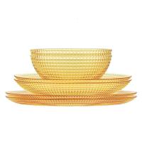 康宁餐具晶莹系列波点餐具套装土耳其进口玻璃餐具VS晶莹6件组(222组合)