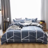 PLOVER啄木鸟澳绒磨毛四件套几何方块200*230