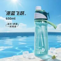 施密特(Simita)喷雾运动水杯Tritan水杯男女士健身夏季饮用水壶蓝色[直饮+喷雾]650ml