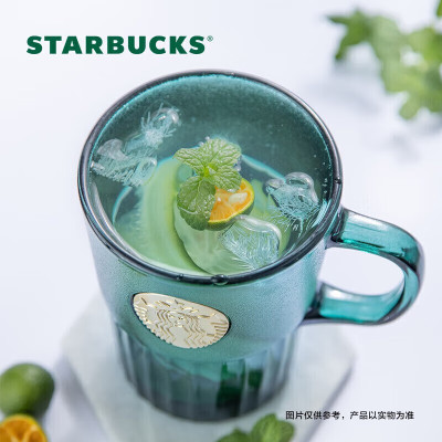 星巴克(starbucks) 女神铭牌玻璃马克杯400ml 墨绿色