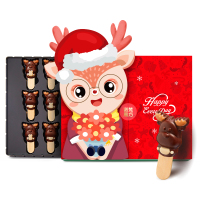 诺梵 圣诞小鹿形棒棒糖巧克力125g/盒
