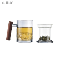 山重山(MOM) 富贵连绵回纹杯+茶漏(烟灰色)6238