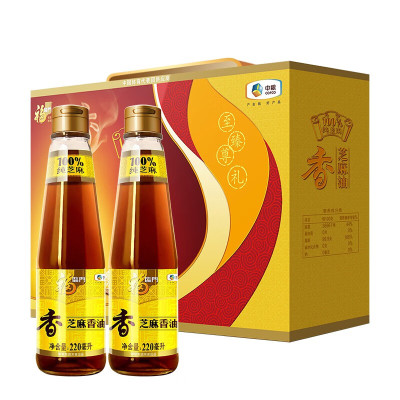 中粮福临门压榨芝麻香油礼盒220ml*2