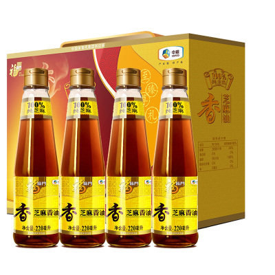 中粮福临门压榨芝麻香油礼盒220ml*4