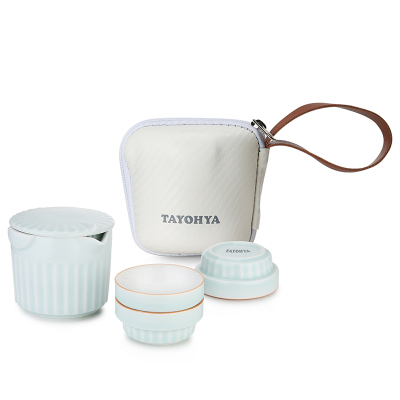 多样屋(TAYOHYA) 螺纹旅行茶具 TA31-0028BP(茶壶:200mL 茶杯:40mL)