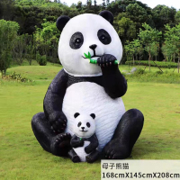 小窝厘 仿真熊猫景观装饰摆件-母子熊猫168cm*145cm*208cm