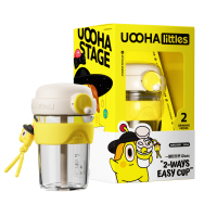UOOHALITTLES 高硼硅玻璃双饮杯悠哈音乐节 USY01-C(奥奇-黄色350ml)