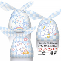 小窝厘 卡通可爱开学季儿童节生日礼物袋糖果零食小礼品袋兔耳朵袋包装袋 花格子兔三合-14*23