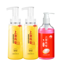 上海药皂 除螨沐浴家庭套装硫磺液体香皂500g*2瓶+洗手液500g