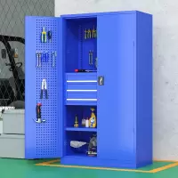国翌 GY-CLW3C蓝色置物柜带抽工具柜钢制储物柜车间收纳柜五金零件柜1000*500*1800mm