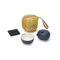万仟堂(EDENUS) 天地好合 快客杯蓝砂釉(一壶一杯一便携包)