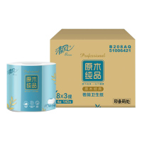 清风 原木纯品4层小叶细点压花卷筒卫生纸 140g*8卷*3提 B208AQ