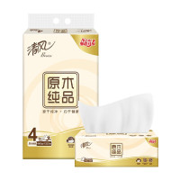 清风 原木纯品抽纸110抽3层 BR43NCE2 4包*2提