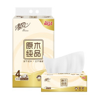 清风 原木纯品抽纸110抽3层 BR43NCE2 4包*4提