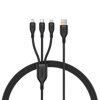 倍思(BASEUS) Q弹系列一拖三快充数据线USB to M+L+C 100W 星耀黑