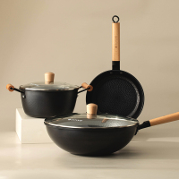 素味(SOWE) 和风系列锅具三件套S-TZF3H41内含:炒锅30cm、煎锅22cm、汤锅22cm