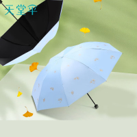 天堂 雨伞黑胶防晒防紫外线太阳伞遮阳晴雨伞33631E银杏飞舞天蓝