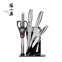 张小泉 锋凌系列刀具七件套D40660100配置:斩骨刀、切片刀、冻肉刀、水果刀、剪刀、磨刀棒、刀座(银色)