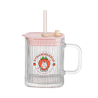 乐唯诗 方圆吸管把杯粉色420ml*1只