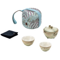 万仟堂(EDENUS) 丰衣足食易泡壶 1壶2杯1便携包 夏絮釉(壶130ml+大杯70ml+小杯50ml)