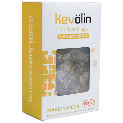 柯菲林 kevolin FT-R45T5EF RJ45超五类水晶头 100颗/盒