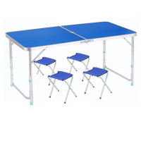 铝合金圆管折叠桌户外展业桌宣传桌120*60cm一桌4凳 可定制印刷10张起订