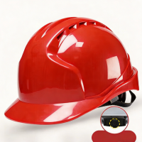 首盾 ABS塑料V型透气孔头盔安全帽 可印LOGO 配近电报警器 (红色)