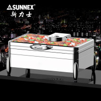 新力士长方形高炉身大视窗自助餐炉配电加热W07-1102T+5B(8.5升)