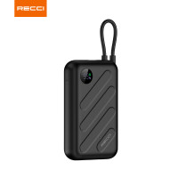 锐思3C认证自带线AC插头30W快充移动电源RPB-P19(10000 mAh)黑色