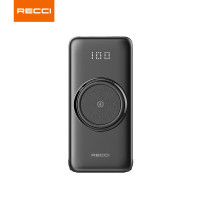 锐思3C认证大容量自带四根线无线充电便携移动电源RPB-N28(10000 mAh)黑色