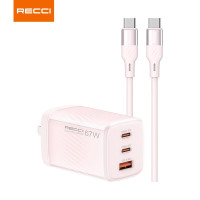 锐思支持67W超级快充充电头双Type-C口充电器套装(RC85CC)樱花粉