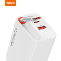 锐思67W伸缩线氮化镓快速充电器(RC103)白色