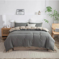 无印良品HOME-水洗棉四件套-灰咖200*230cm