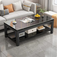 木立方(Wood Cube) 办公室茶几会议室茶几洽谈室茶几办钢化玻璃长方形茶几 黑纹理色140cm [升级40MM钢腿