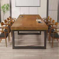 木立方(Wood Cube) 实木会议桌长桌大板桌办公桌椅组合会议室洽谈桌 长240宽60高75[加厚5cm桌面]