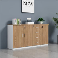 木立方(Wood Cube) 木质办公柜子带锁文件矮柜资料落地式档案柜储物抽屉茶水柜隔断 枫木色2门柜0.8米