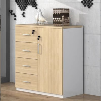 木立方(Wood Cube) 办公室文件柜带锁木质储物办公柜子档案柜置物资料柜收纳书柜矮柜 单门四开