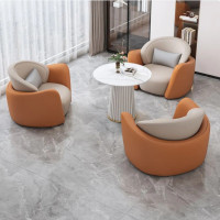 木立方(Wood Cube) 办公室真皮沙发洽谈接待休息区商务休闲会客单人椅组合 [单椅]橙色