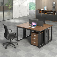 木立方(Wood Cube) 简约办公桌工位 职员工位办公桌单人位(带柜)柚木色