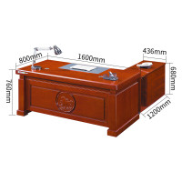 木立方(Wood Cube) E0级无甲醛老板办公桌大马到成功班台电脑主管桌1.6米+侧柜+活动柜