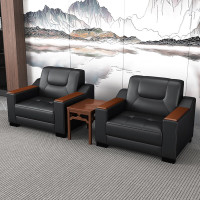 木立方(Wood Cube) 办公沙发办公沙发中式会客商务接待室真皮沙发 猫爪皮黑色 1人位