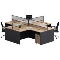 木立方(Wood Cube) 职员办公桌 屏风办公桌2/4/6/人可组简约隔断十字型单人位弯角带柜1400*1200*1